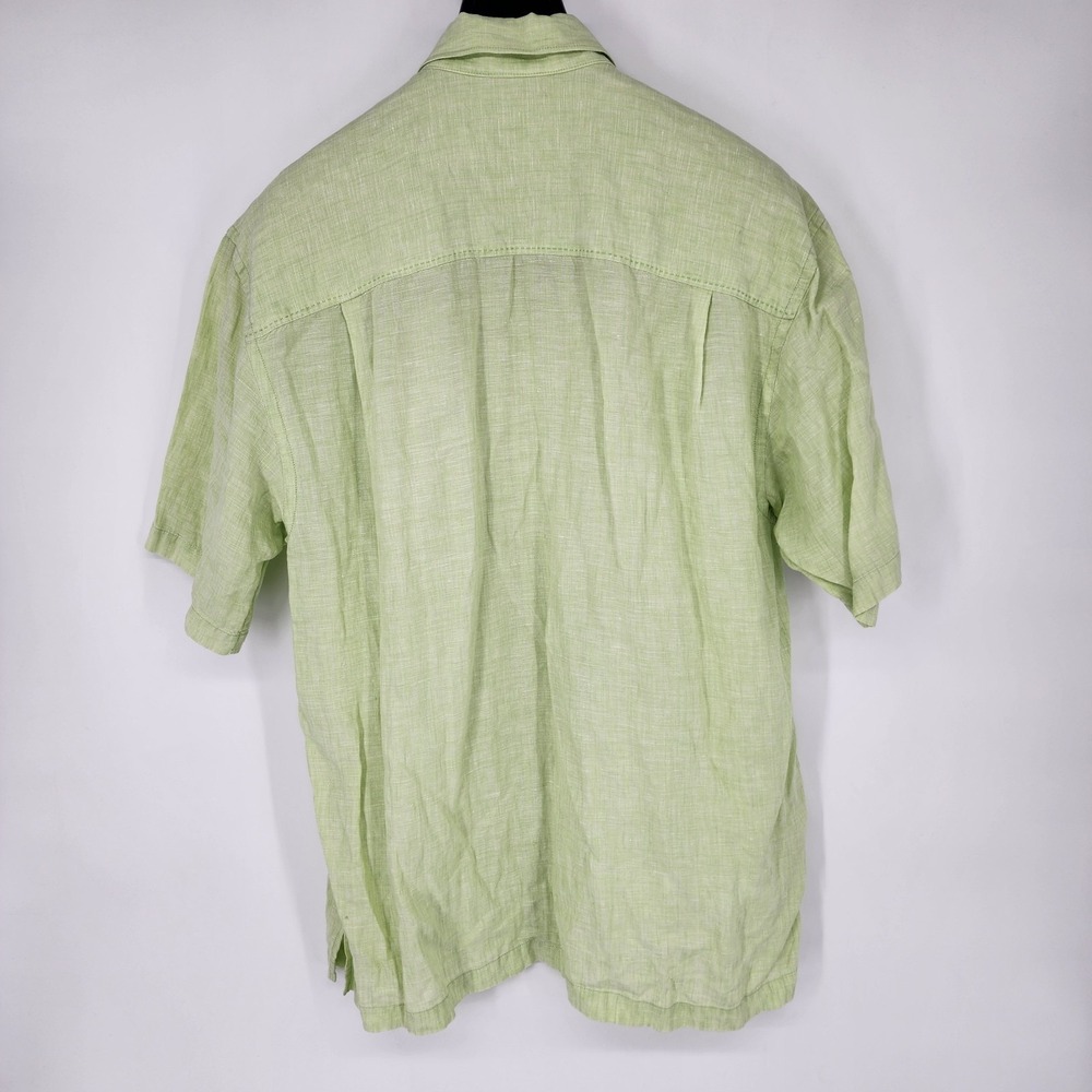 Tommy Bahama Linen Camp Shirt Mens Large Light Green Short Sleeve Hawaiian - Picture 2 of 7